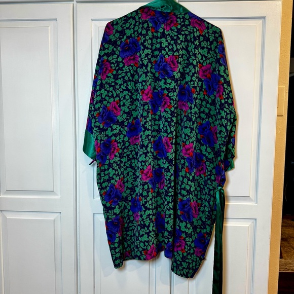 Vintage Victoria's Secret Gold Label- Satin Robe - Green and Purple Floral. OS - Picture 7 of 10